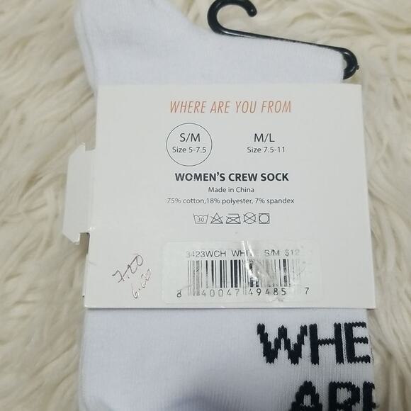 NEW! WAYF Where are you From? Women's crew socks white size S/M - Picture 3 of 3